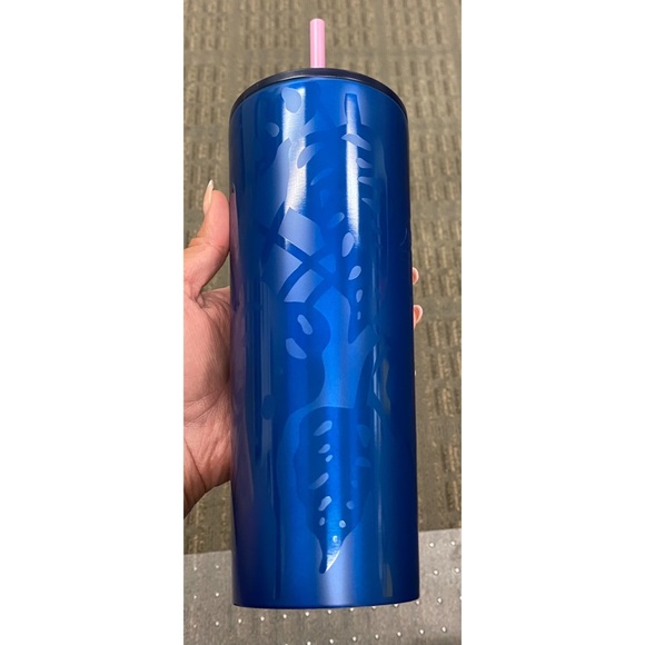 NEW Starbucks 2021 Blue Tropical Leaf Tumbler - Picture 2 of 4